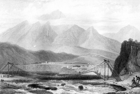 Rope bridge at Sirinagur Srinagar, Jammu and Kashmir, India, Asia