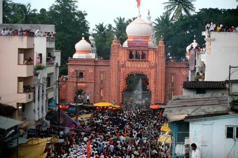 Decorated gate for royal processions of immersion of lord Ganesh organized by Shrimant Raja Saheb