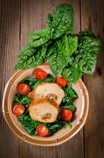Spinach with meat beef olive