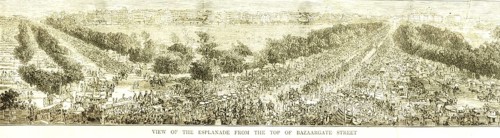 View of the esplanade from the top of bazaar gate street, Bombay now Mumbai, Maharashtra, India,