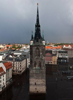 Hall S Market Square Red Tower 55531, west side seen from the market church built 1418-1506 Height