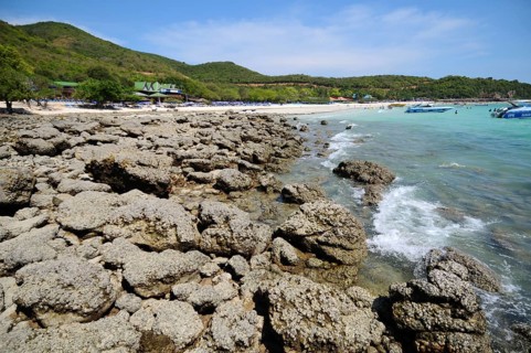 Rocks and sea water at Coral Island near Pattaya, Thailand, Asia