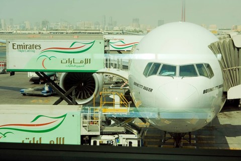 Emirates airplane Boeing 777-300 ER Dubai International Airport