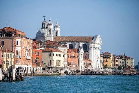 View from the Canale della Giudecca to the church of Santa Maria del Rosario or I Gesuati,