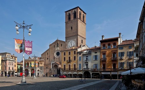 Italy Lodi 89763 Piazza della Vittoria surrounded by arcaded houses of the 15-17th century