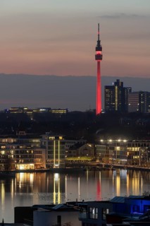 Dortmund, Phoenix-See, artificial lake on the former Phoenix-Ost steelworks site in Dortmund's