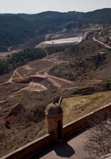 View over the fortress wall to the town and rock salt mining landscape