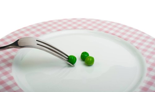 Plate with peas and centimeter measure