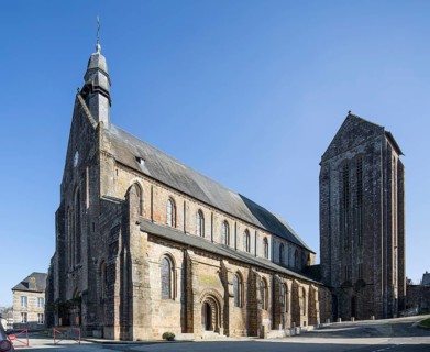 Mortain, collegiate church of St-Evroult. View from southwest, St, Saint, Saint