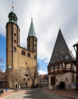 Goslar Market Church of St Cosmas and Damian 74996 built around 1165 west building spires end of