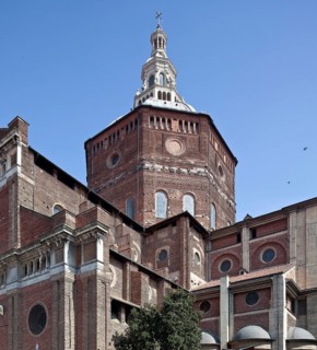 Italy Pavia 89678 Cathedral begun 1488 Partial view from south-west left short nave from 1895 right