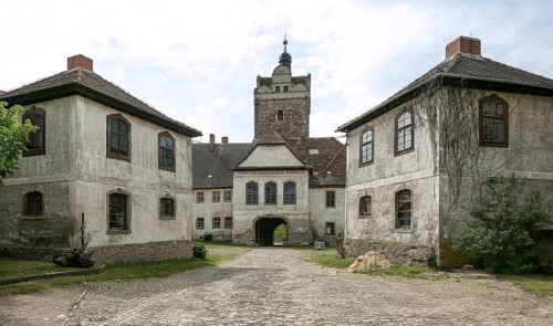 Allstedt b Sangerhausen Castle outer bailey 5589 Gate tower built around 1340 with Renaissance