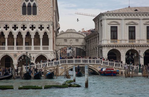 Italy Venice Bridge of Sighs -32 back left partial view Doge's Palace right partial view prison