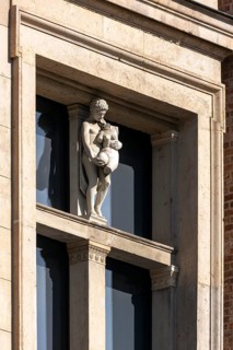 Berlin, Museum Island, south facade of the Neues Museum, window detail