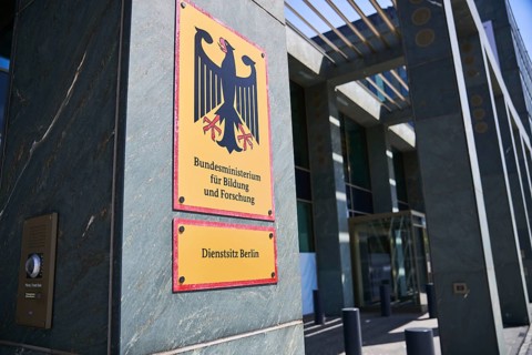 Sign Federal Ministry of Education and Research on the building of the Ministry's Berlin office,
