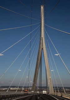 Le Havre, Pont de Normandie cable-stayed bridge over the Seine estuary, built 1988-94, total length