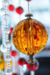 Colourful glass display balls, China, Asia