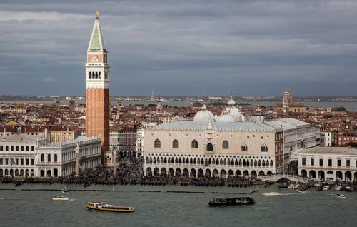 Venice, Campanile of San Marco Doge's Palace and others seen from the tower of the church of San