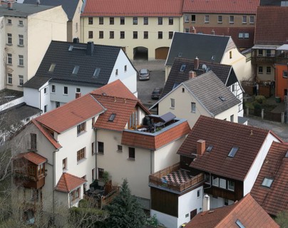 Weida Thuringia View from the Osterburg castle picture no. 1279 to a group of houses in the old