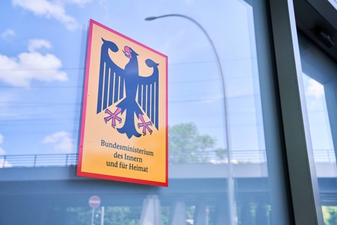 Sign Federal Ministry of the Interior and for Homeland at the building of the Ministry, Berlin,
