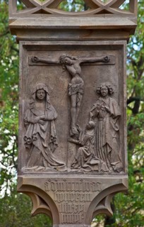 Halle Saale Prayer column on the Universitätsring 58646 Inscription dated 1455 Partial view from