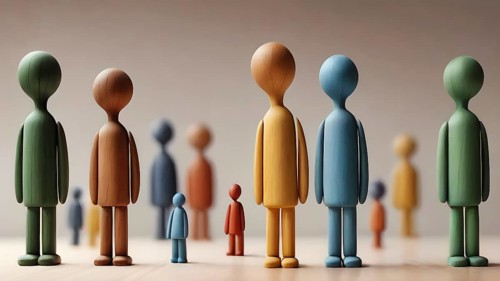 Various colorful Wooden doll, Mannequin, Figure of wooden human. AI generated image, ai