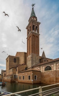 Chioggia near Venice, Church of San Giacomo Apostolo, partial view with campanile over the Vena