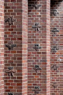 Hamburg, Ohlsdorf cemetery, new crematorium, built 1926-1933 by Fritz Schumacher. Brick decorations