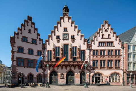 Frankfurt am Main, Römerberg, Römer, reconstructed gabled houses west side