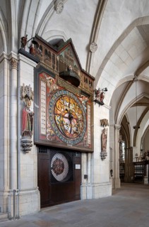 Münster/Westphalia, St Paul's Cathedral, south ambulatory, astronomical clock with carillon,