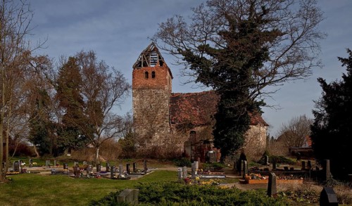 Schrenz near Bitterfeld Village church of S 86542 medieval single-nave quarry stone building in