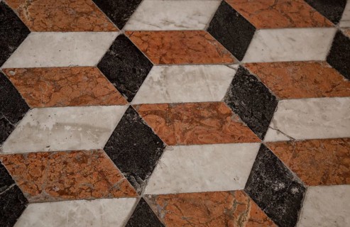 Italy Venice Zanipolo Church -293 coloured marble inlaid floor with ashlar pattern