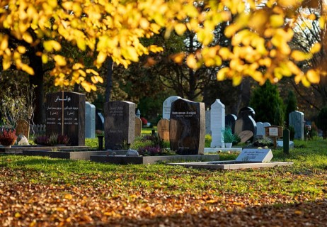 Muslim graves strictly aligned to Mecca, main cemetery, autumn, autumn mood, Stuttgart,