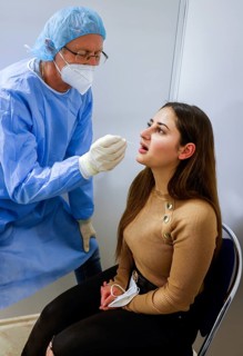 Essen, North Rhine-Westphalia, Germany - Corona test centre Grugahalle open for free citizen test,