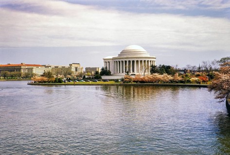 Thomas Jefferson memorial from the Tidal Basin, Washington DC, USA around 1953