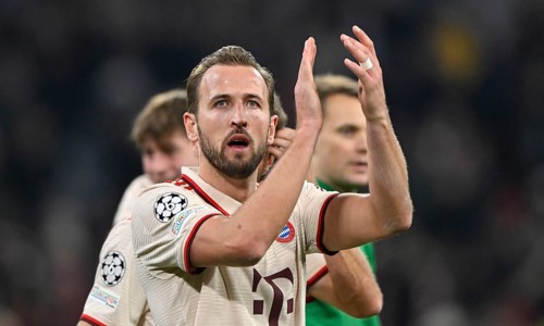 Harry Kane FC Bayern Munich FCB (09) thanks fans, gesture gesture Champions League, Allianz Arena,