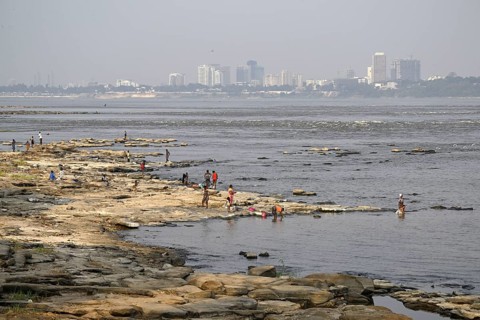 Women washing their laundry at the Congo River near the Malebo pool, formerly Stanley pool,