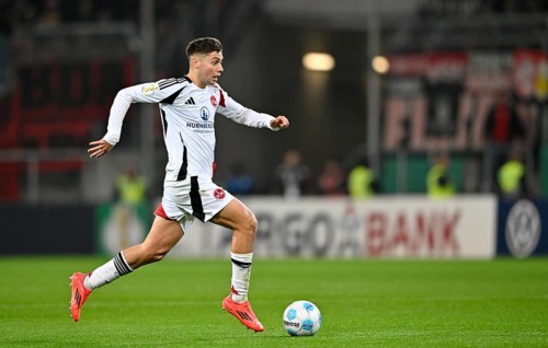 Stefanos Tzimas 1. FC Nürnberg FCN (09) Action on the ball DFB Cup, PreZero Arena, Sinsheim,