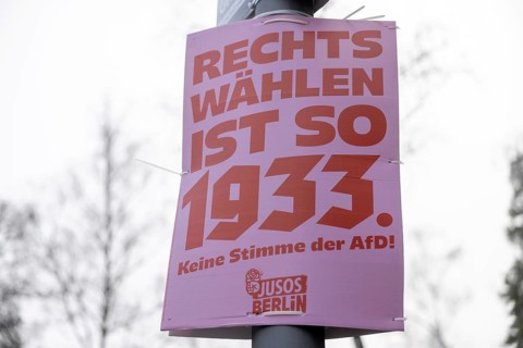 Berlin, Germany - 18 January 2025: Election poster for the Bundestag election 2025 of the Jusos