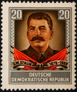 Joseph Stalin 1879-1953, a Soviet revolutionary and politician. Portrait on an East German stamp