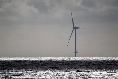 Wind turbine, offshore wind farm, Søndervig Strand, North Sea, Denmark, Europe