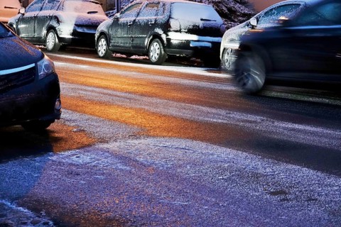 First snow, risk of slippery road traffic, road traffic, November, Germany, Europe