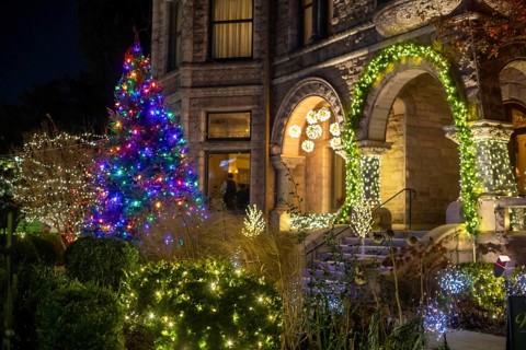 Detroit, Michigan - The Whitney, an upscale restaurant in an old mansion, on Noel Night. The annual