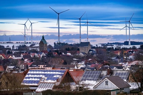 The town of Lichtenau, self-proclaimed energy town, wind farm, over 190 wind turbines and over 1200
