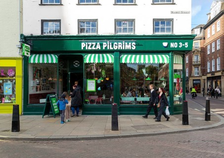 Pizza Pilgrims restaurant cafe shop in city centre, Cambridge, Cambridgeshire, England, UK