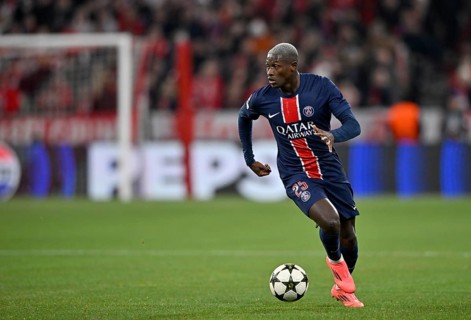 Nuno Mendes FC Paris Saint-Germain PSG (25) Action on the ball, Champions League, Allianz Arena,