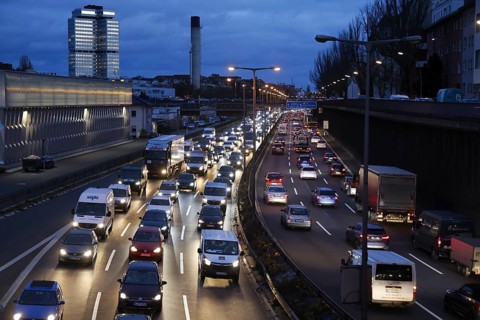 A100 motorway with heavy traffic, Berlin, 18.11.2024 Berlin, Berlin, Germany, Europe