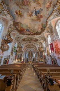 Rococo church of St Ulrich, affectionately known as -the little meadow-, Seeg, Allgäu, Bavaria,