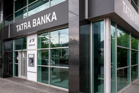 Bratislava, Slovakia, September, 3, 2023 : Tatra banka (Tatra Bank) branch in Bratislava. Tatra