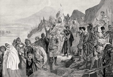 Retreat of the Goths after the Battle of Mons Lactarius or Battle of the Vesuvius, 553, Gothic War